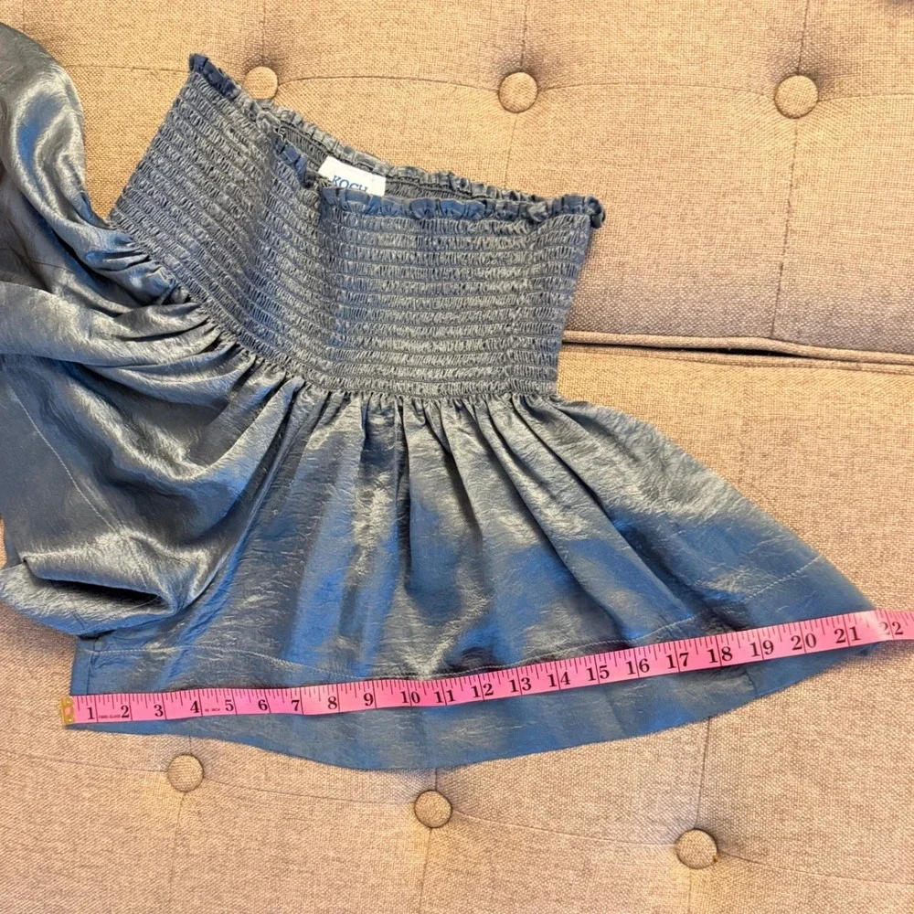 KOCH‎ Erica Steel Gloss Metallic Smocked Mini Skort Size M Made in USA